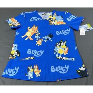Bluey Scrub Top Womens Small Royal Blue V-Neck Medical‎ Uniform 1FP1064NNWT
